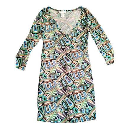 Vestido manga 3/4 estilo azteca anaranjado Capella